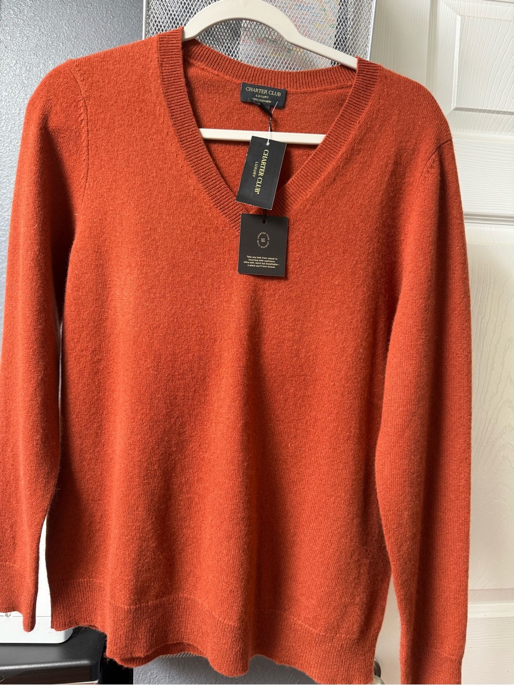 Charter Club women’s  V-Neck Sweater in Rust - Picture 2 of 2
